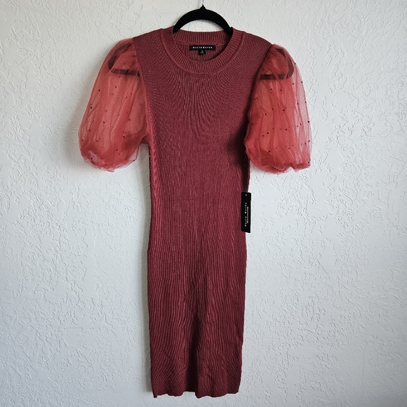 NWT Haute Monde Form Fitting Ribbed Cocktail Dress. Rose Barbiecore Sz S/M/L - Picture 5 of 15